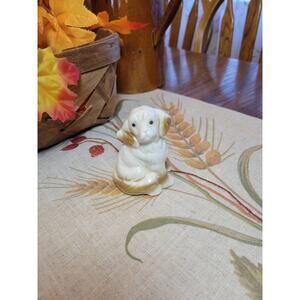 Vintage Spaniel Figurine, Dog Sitting, 3-1/2" Tall, White Brown